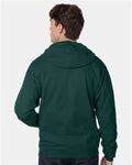 Hanes P180 Unisex EcoSmart Full-Zip Hooded Sweatshirt - Deep Forest - model back