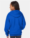 Hanes P480 Youth EcoSmart Full-Zip Hooded Sweatshirt - Deep Royal - model back