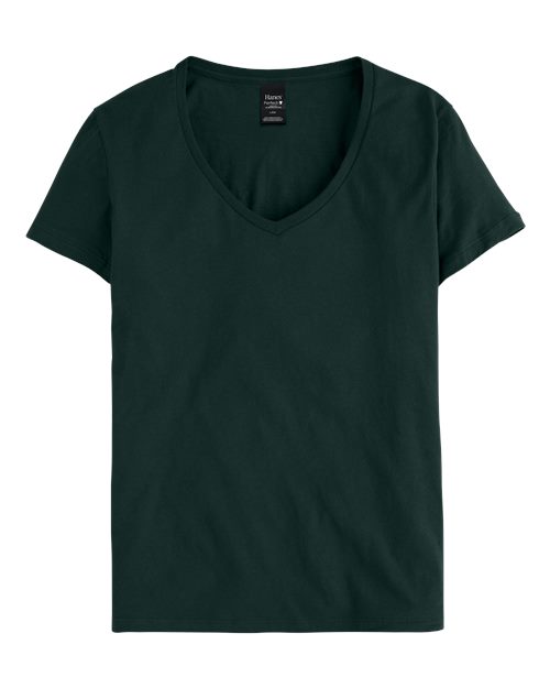 Hanes S04V Women's Perfect-T V-Neck T-Shirt - Deep Forest - front
