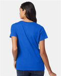 Hanes S04V Women's Perfect-T V-Neck T-Shirt - Deep Royal - model back
