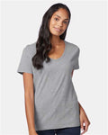 Hanes S04V Women's Perfect-T V-Neck T-Shirt - Light Steel - model front