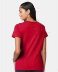 Hanes S04V Women's Perfect-T V-Neck T-Shirt - Deep Red - model back