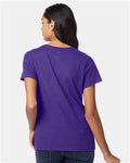 Hanes S04V Women's Perfect-T V-Neck T-Shirt - Purple - model back