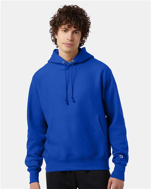 Champion S101 Unisex Reverse Weave Hooded Sweatshirt - Athletic Royal - model front