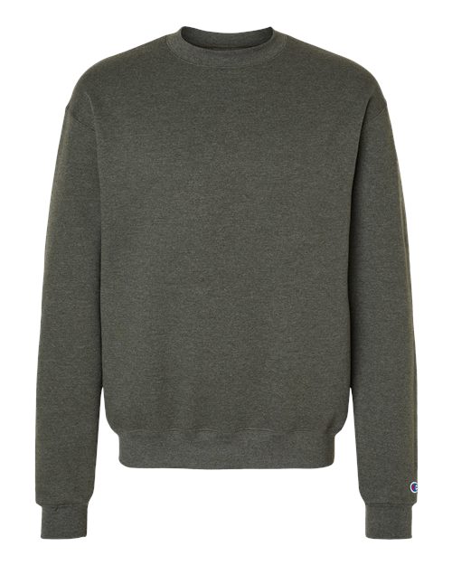 Champion S600 Powerblend Crewneck Sweatshirt - Dark Green Heather - flat front