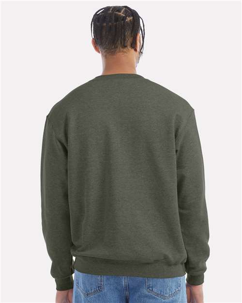 Champion S600 Powerblend Crewneck Sweatshirt - Dark Green Heather - model back