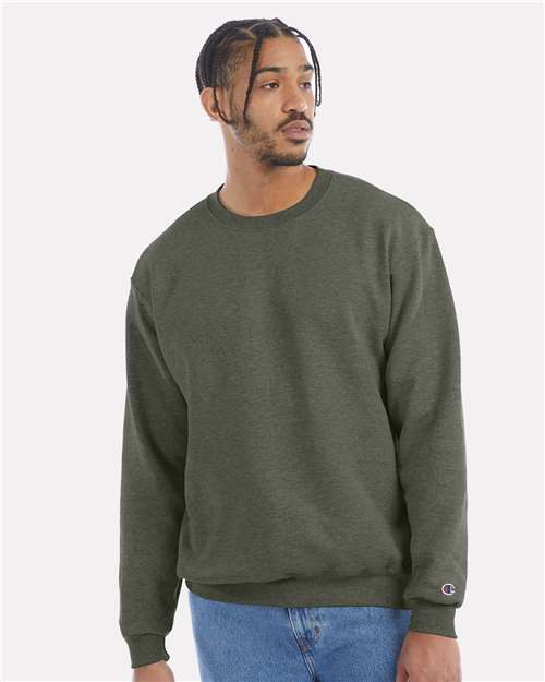 Champion S600 Powerblend Crewneck Sweatshirt - Dark Green Heather - model front