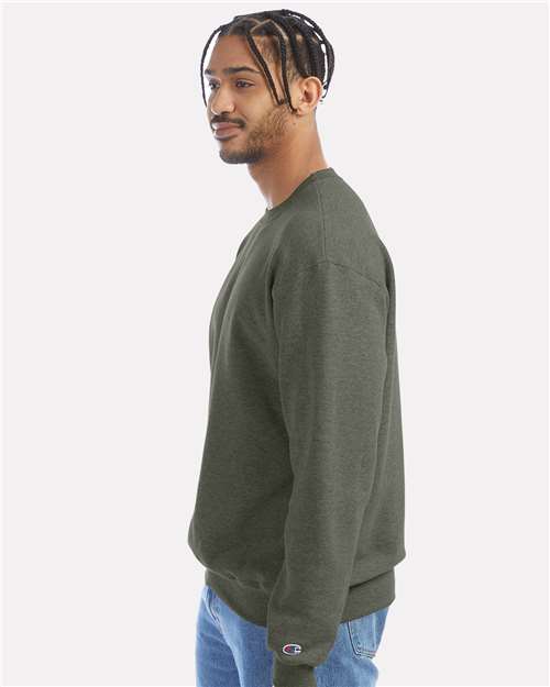 Champion S600 Powerblend Crewneck Sweatshirt - Dark Green Heather - model side