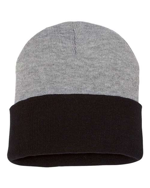 Sportsman SP12T 12" Color Blocked Cuffed Beanie - Heather/ Black - back
