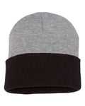 Sportsman SP12T 12" Color Blocked Cuffed Beanie - Heather/ Black - front