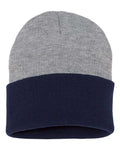 Sportsman SP12T 12" Color Blocked Cuffed Beanie - Heather/ Navy - back