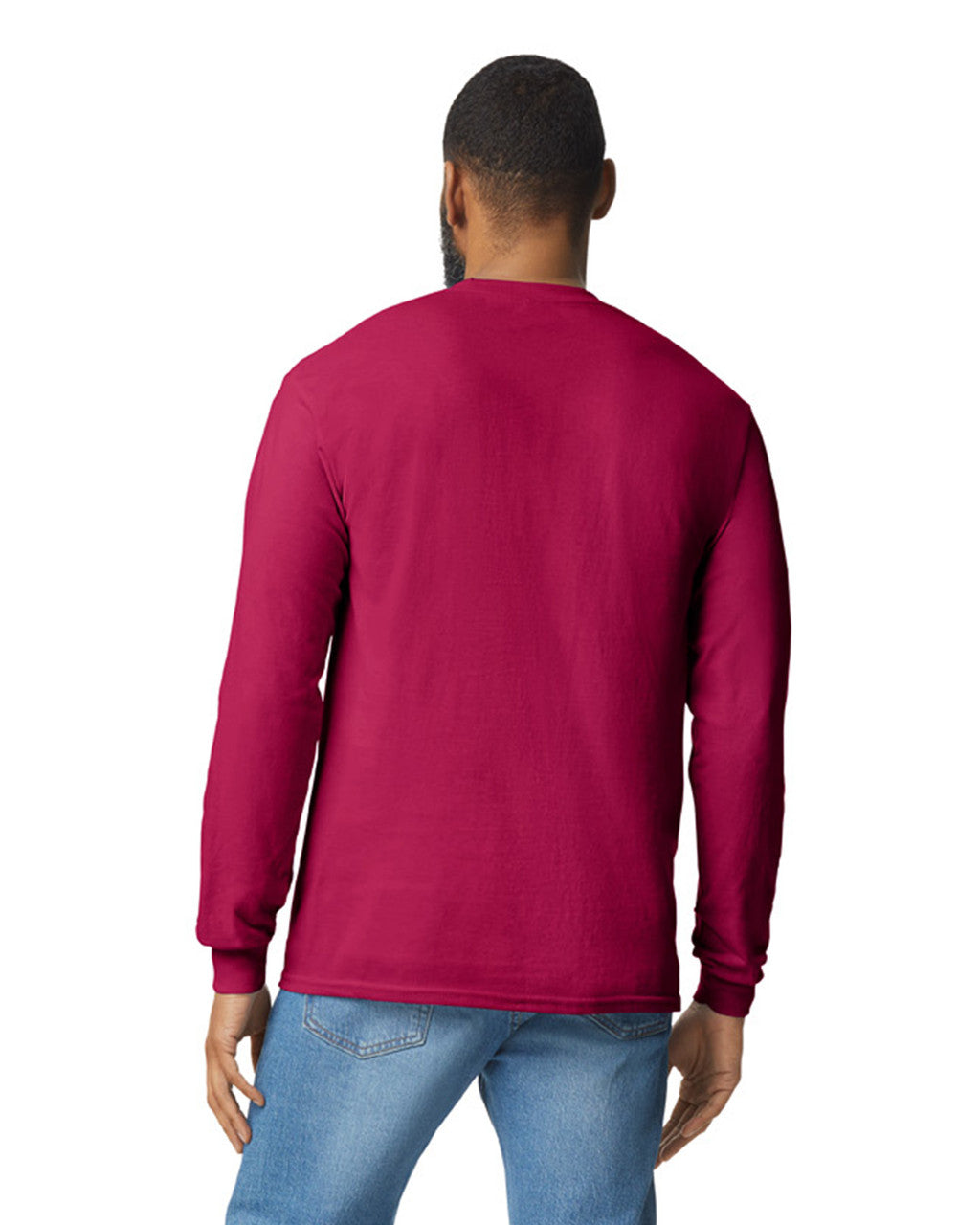 Gildan G540 Heavy Cotton Long Sleeve T-Shirt - Cardinal Red - model back
