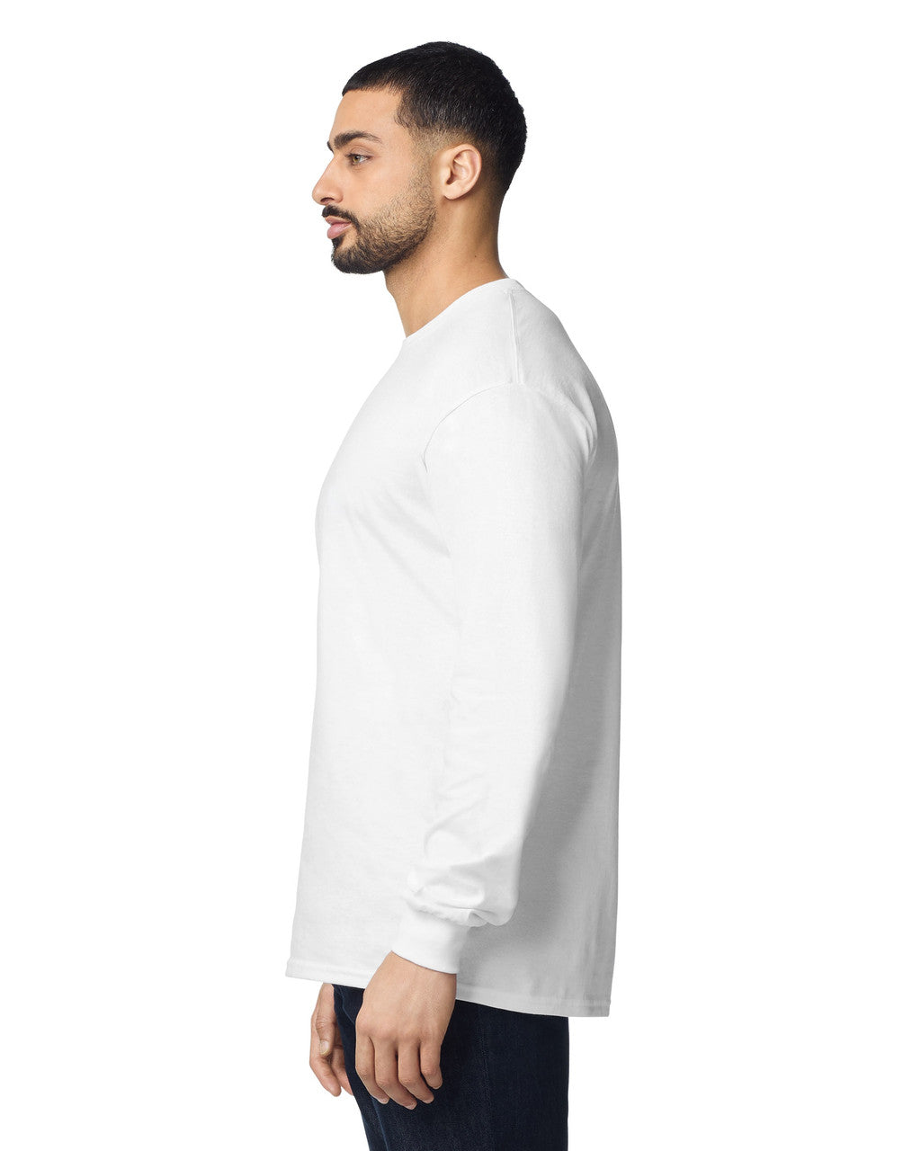 Gildan G540 Heavy Cotton Long Sleeve T-Shirt - White - model side