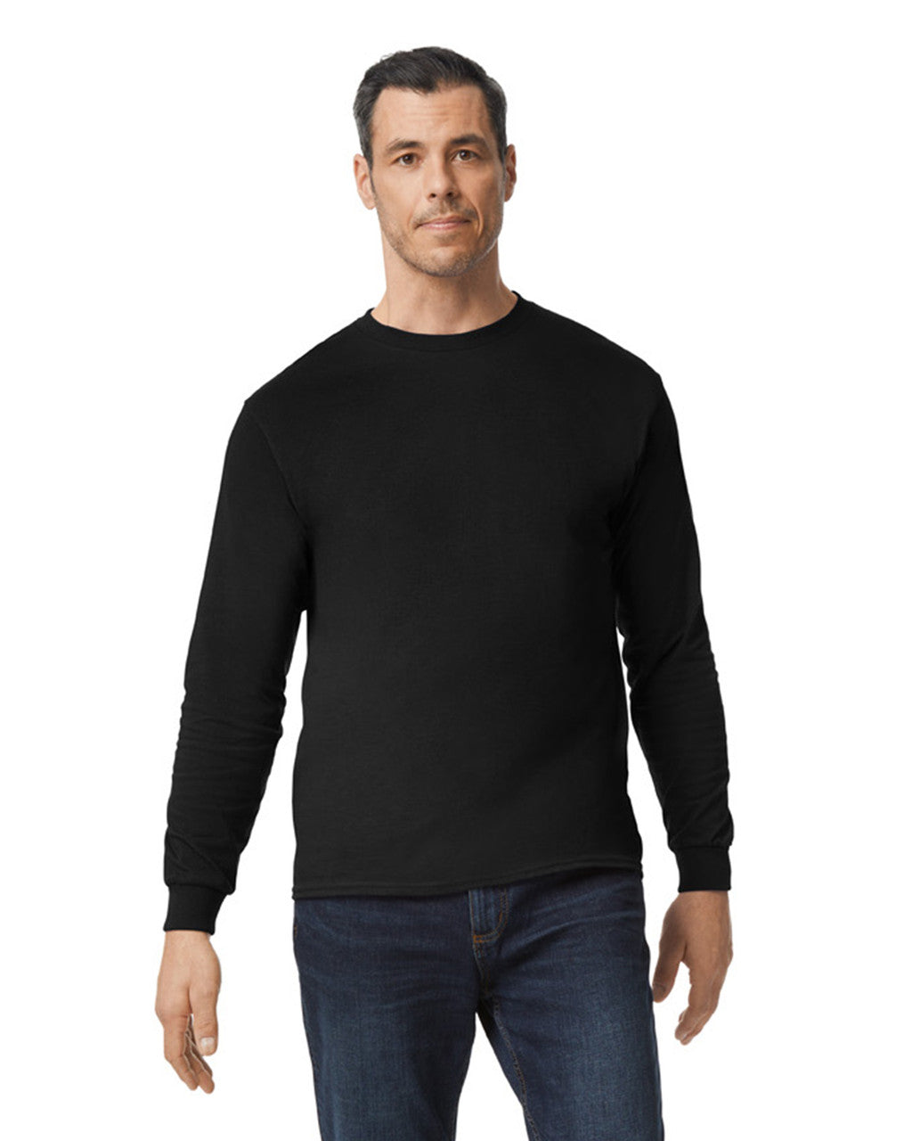Gildan G540 Heavy Cotton Long Sleeve T-Shirt - Black - model front