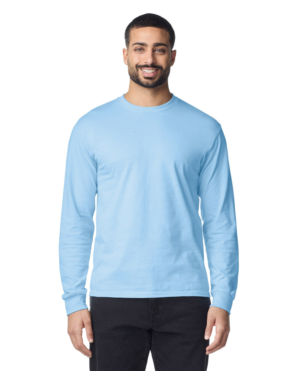 Gildan G540 Heavy Cotton Long Sleeve T-Shirt - Light Blue - model front