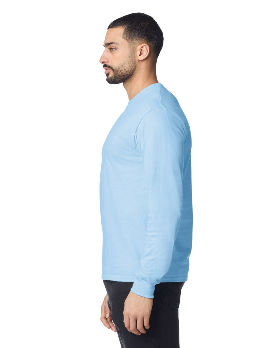 Gildan G540 Heavy Cotton Long Sleeve T-Shirt - Light Blue - model side