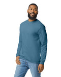 Gildan G540 Heavy Cotton Long Sleeve T-Shirt - Indigo Blue - model side