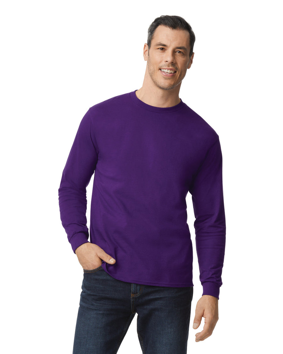 Gildan G540 Heavy Cotton Long Sleeve T-Shirt - Purple - model front