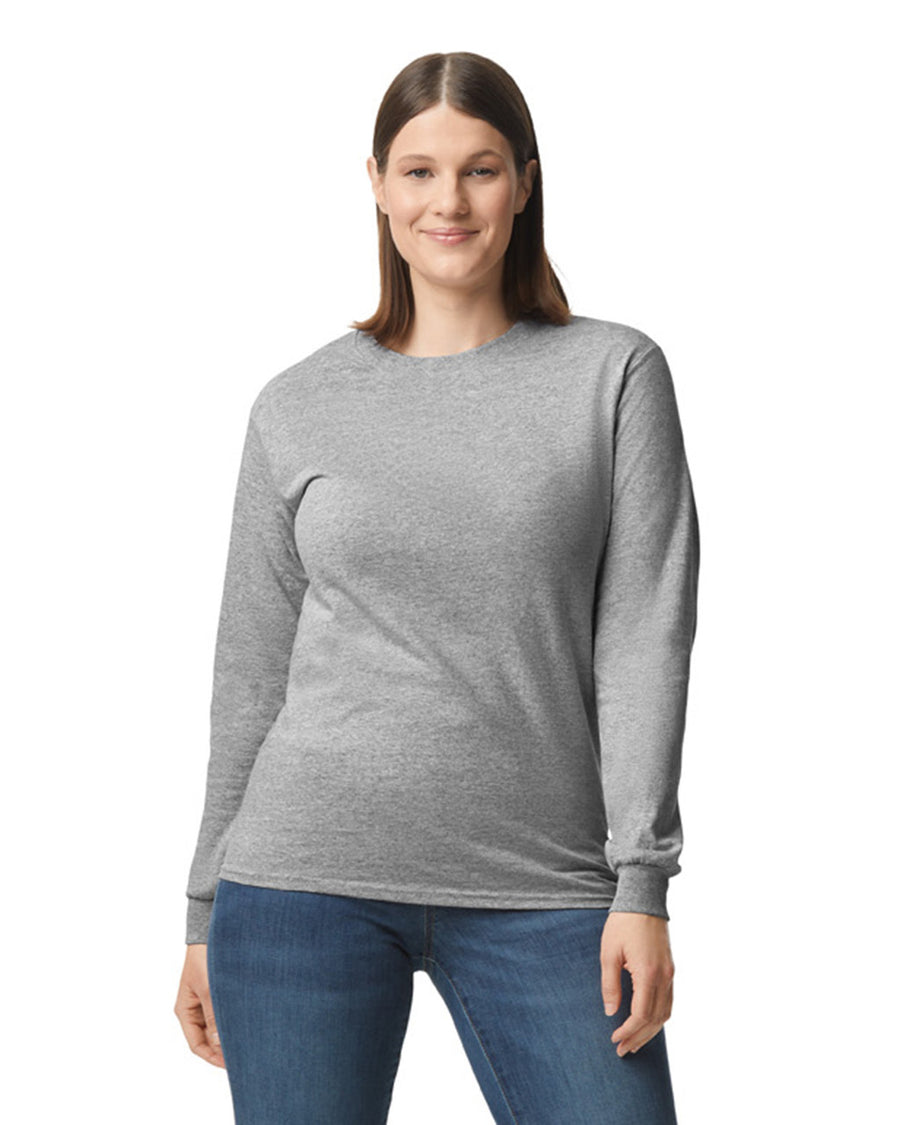 Gildan G540 Heavy Cotton Long Sleeve T-Shirt - Sport Grey - model front