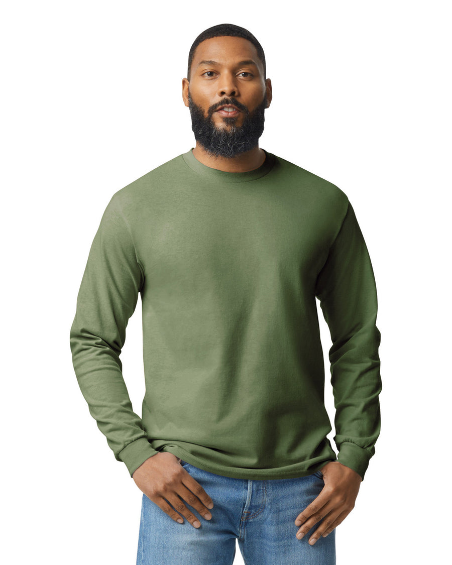 Gildan G540 Heavy Cotton Long Sleeve T-Shirt - Military Green - model front