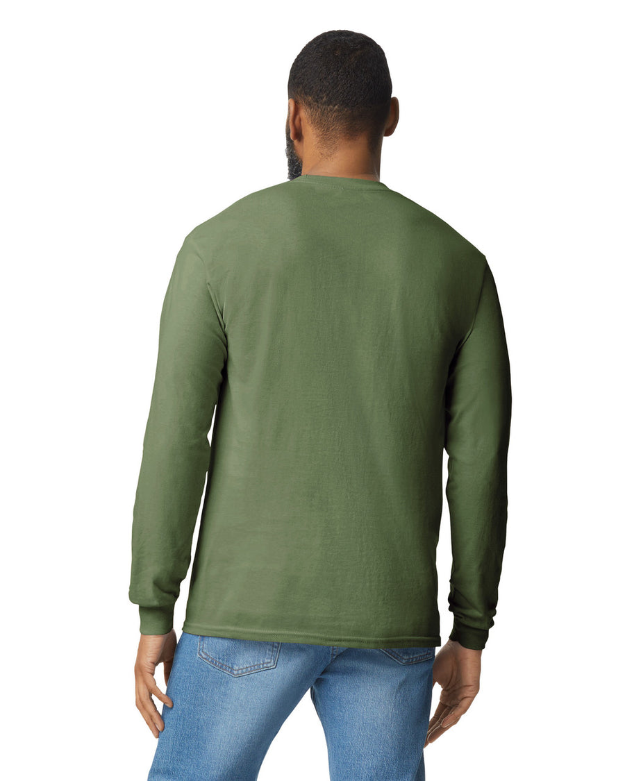 Gildan G540 Heavy Cotton Long Sleeve T-Shirt - Military Green - model back