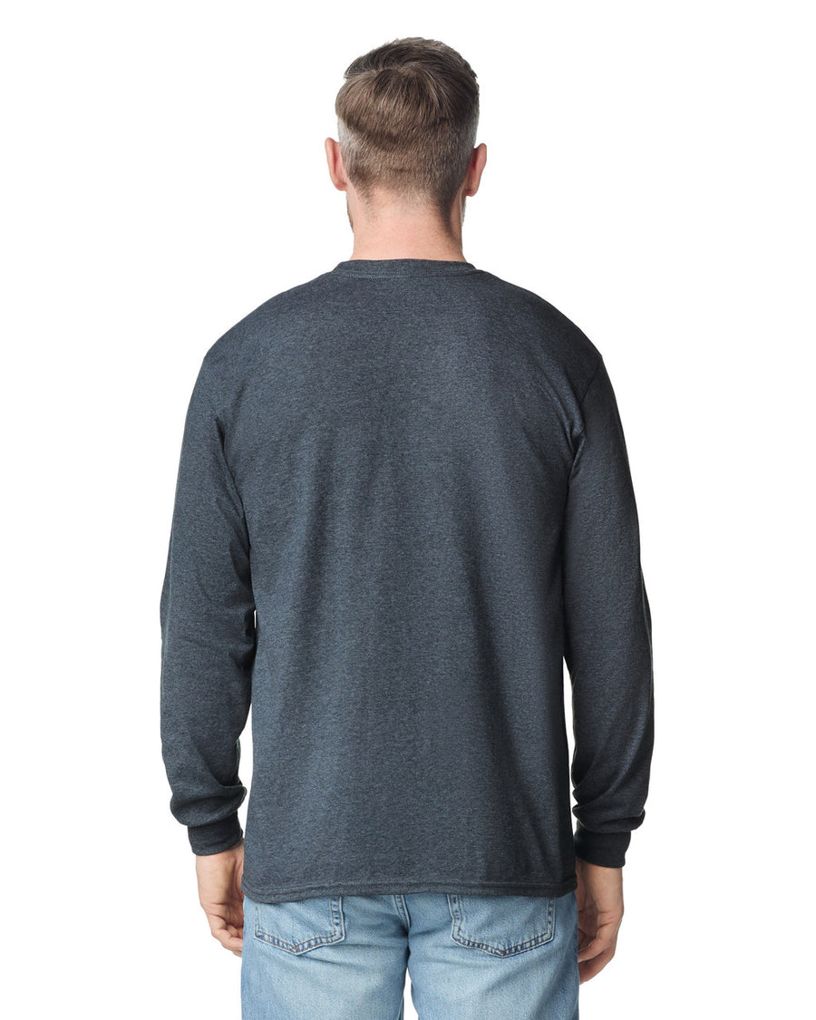 Gildan G540 Heavy Cotton Long Sleeve T-Shirt - Dark Heather - model back