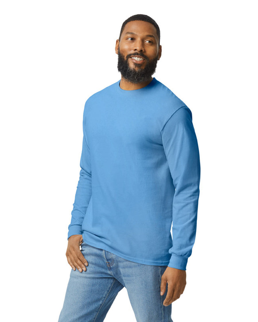Gildan G540 Heavy Cotton Long Sleeve T-Shirt - Carolina Blue - model side