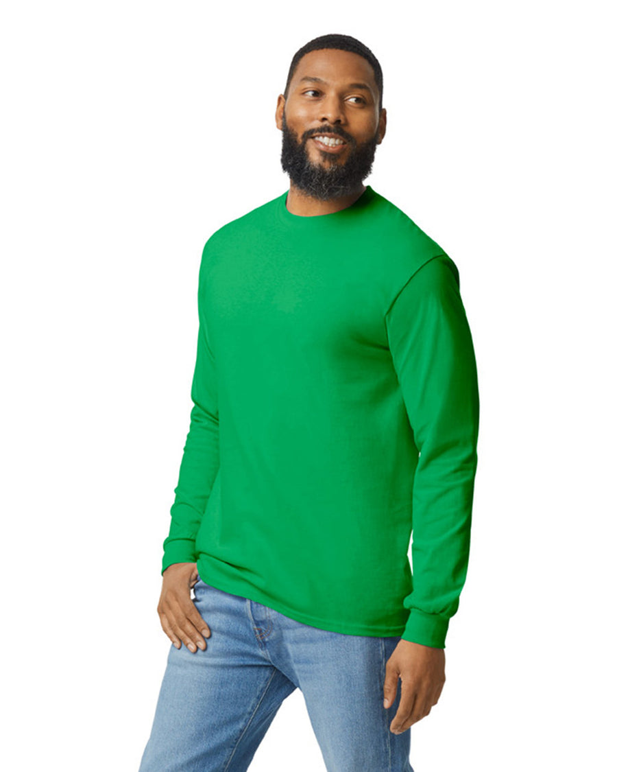 Gildan G540 Heavy Cotton Long Sleeve T-Shirt - Irish Green - model side