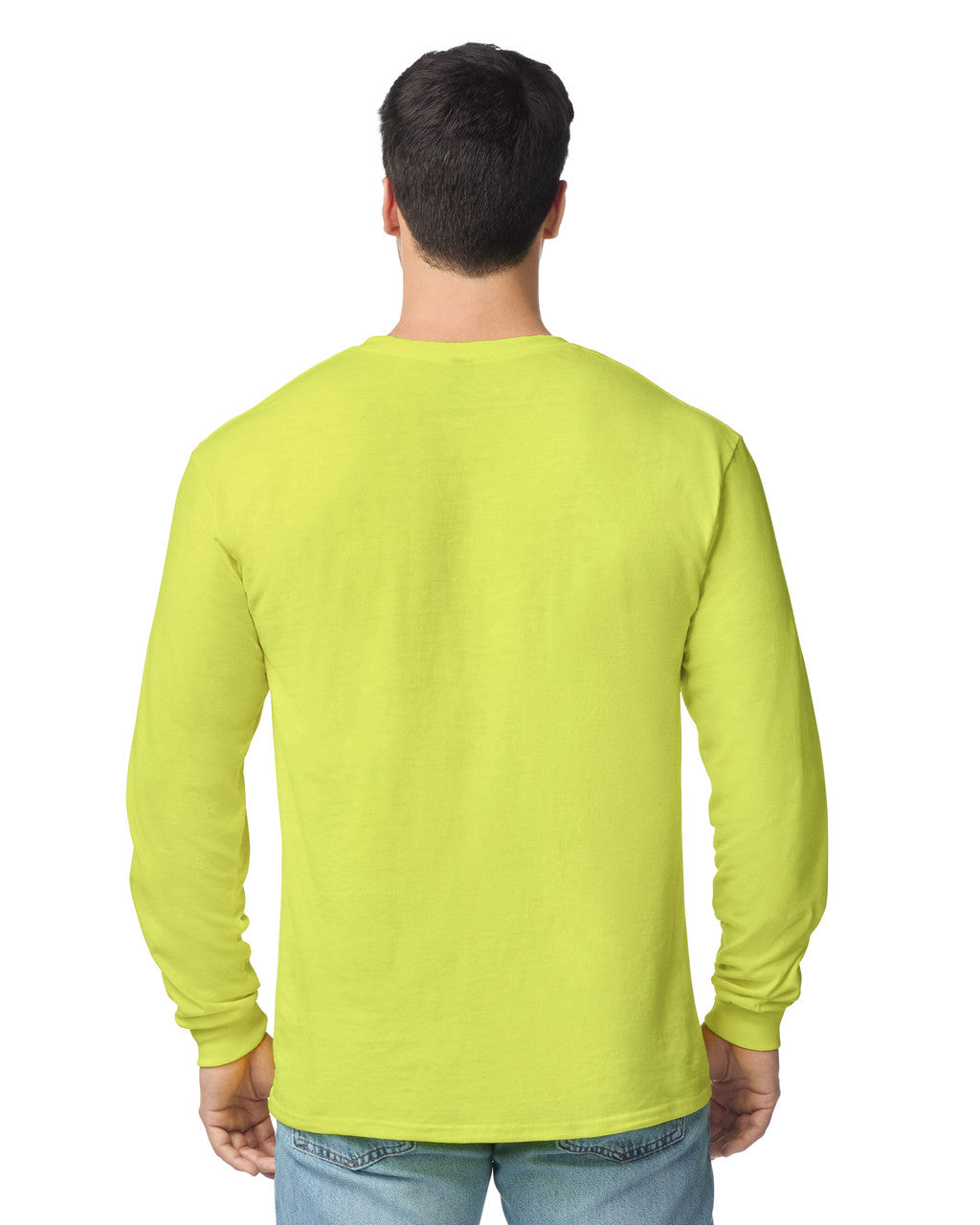Gildan G540 Heavy Cotton Long Sleeve T-Shirt - Safety Green - model back