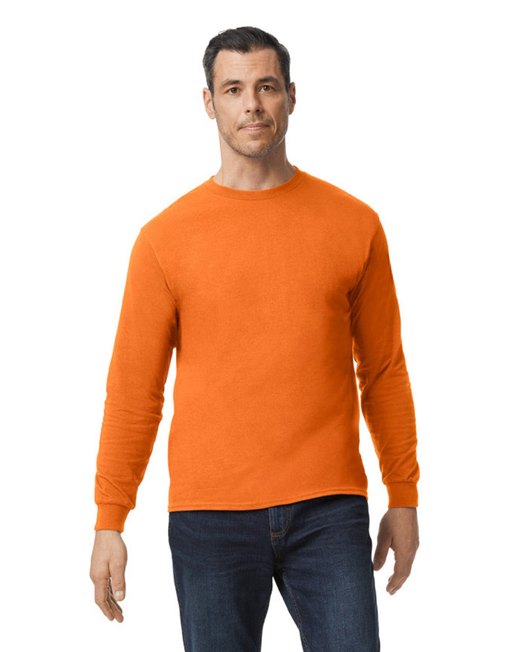 Gildan G540 Heavy Cotton Long Sleeve T-Shirt - Orange - model front