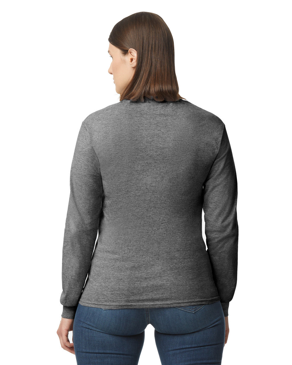 Gildan G540 Heavy Cotton Long Sleeve T-Shirt - Graphite Heather - model back