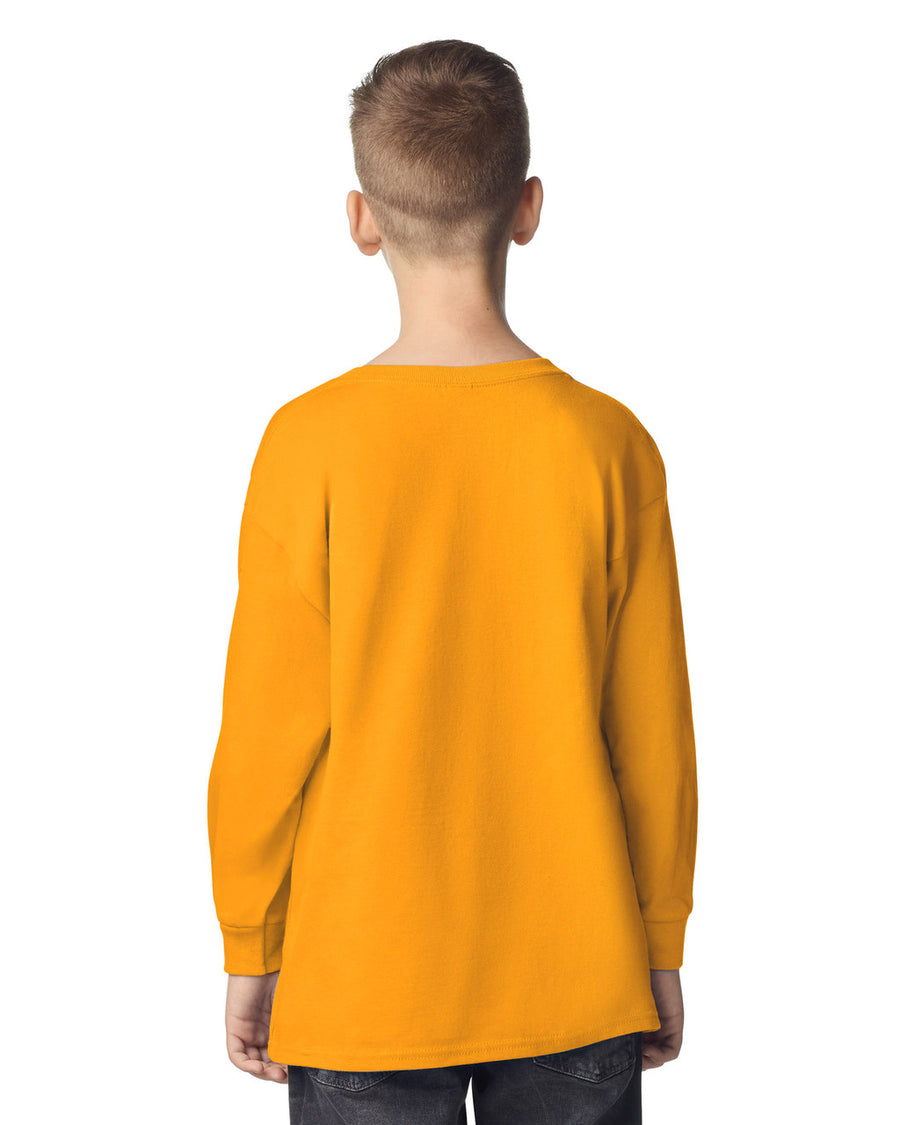 Gildan 5400B Youth Heavy Cotton Long Sleeve T-Shirt - Gold - model back