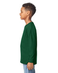 Gildan 5400B Youth Heavy Cotton Long Sleeve T-Shirt - Forest Green - model side