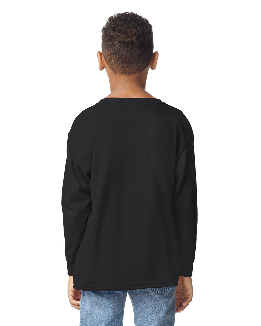 Gildan 5400B Youth Heavy Cotton Long Sleeve T-Shirt - Black - model back