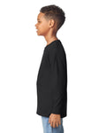 Gildan 5400B Youth Heavy Cotton Long Sleeve T-Shirt - Black - model side
