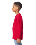 Gildan 5400B Youth Heavy Cotton Long Sleeve T-Shirt - Red - model side