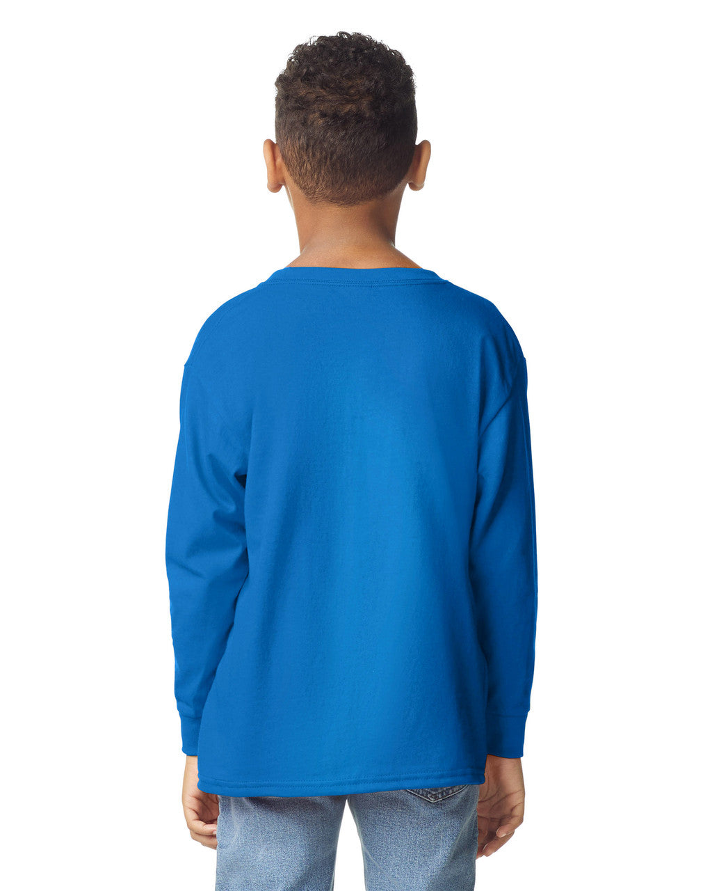 Gildan 5400B Youth Heavy Cotton Long Sleeve T-Shirt - Royal - model back