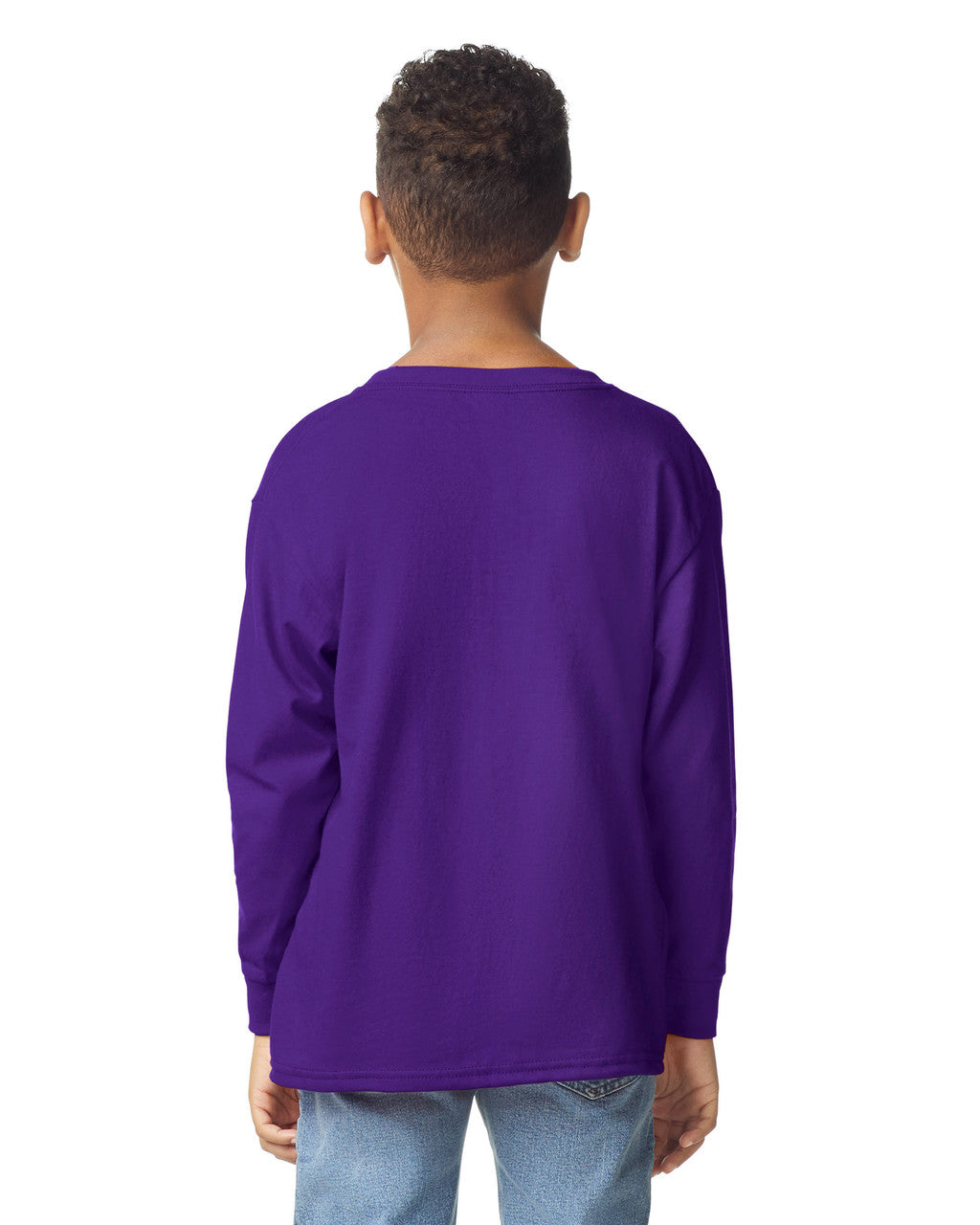 Gildan 5400B Youth Heavy Cotton Long Sleeve T-Shirt - Purple - model back