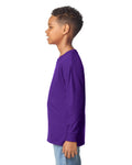 Gildan 5400B Youth Heavy Cotton Long Sleeve T-Shirt - Purple - model side