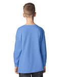 Gildan 5400B Youth Heavy Cotton Long Sleeve T-Shirt - Carolina Blue - model back
