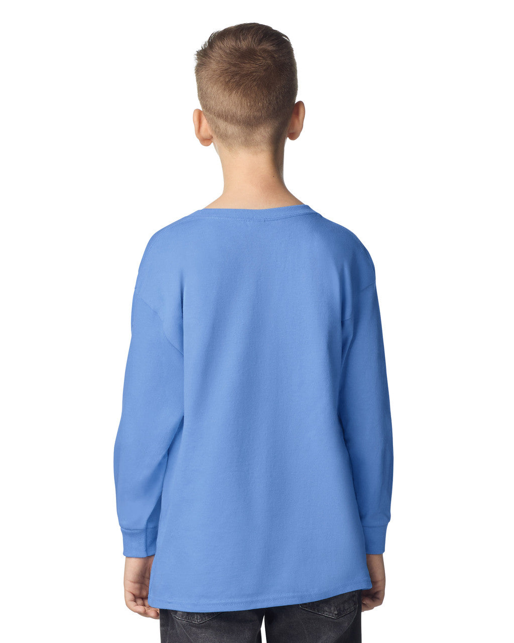 Gildan 5400B Youth Heavy Cotton Long Sleeve T-Shirt - Carolina Blue - model back