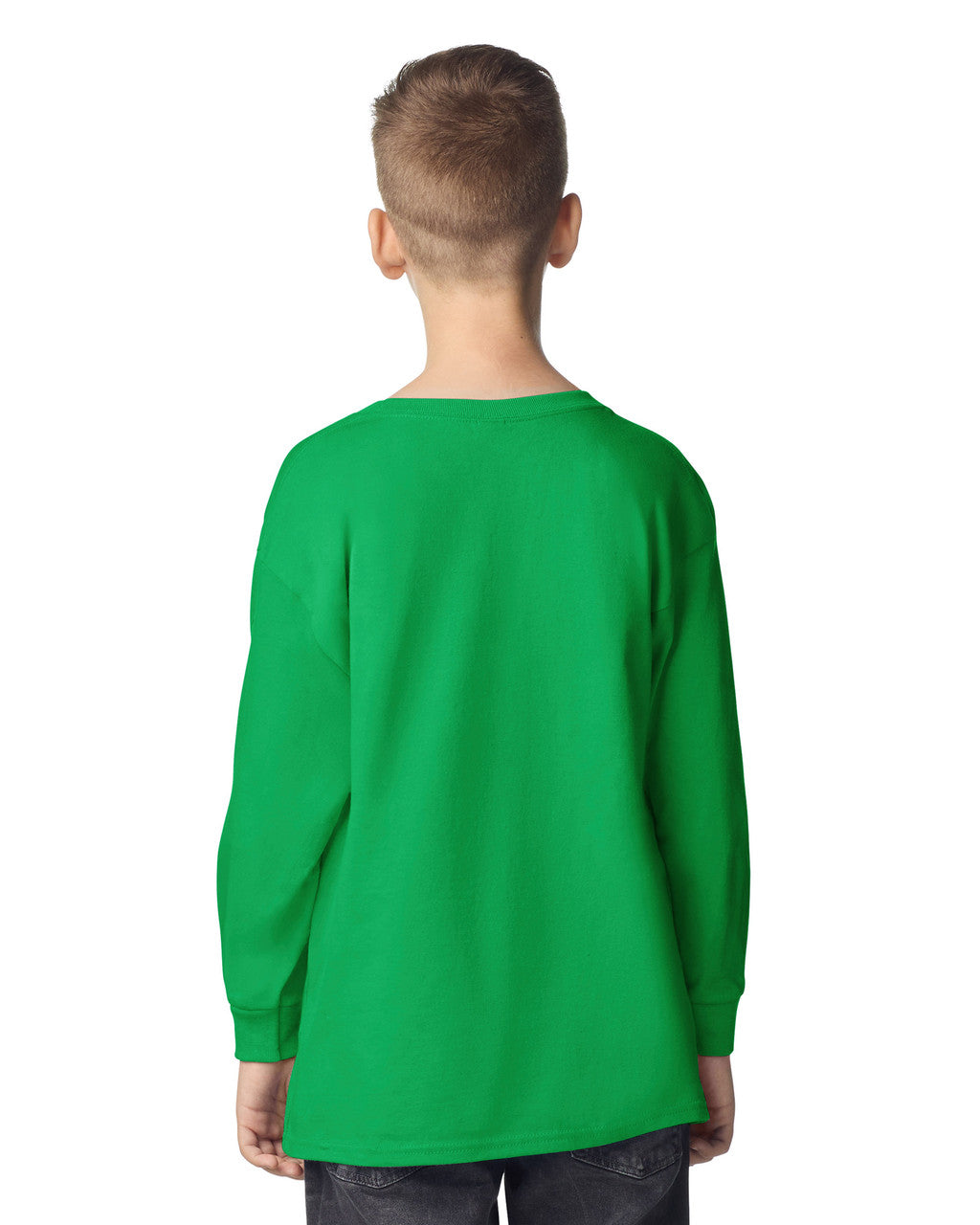 Gildan 5400B Youth Heavy Cotton Long Sleeve T-Shirt - Irish Green - model back