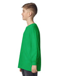 Gildan 5400B Youth Heavy Cotton Long Sleeve T-Shirt - Irish Green - model side