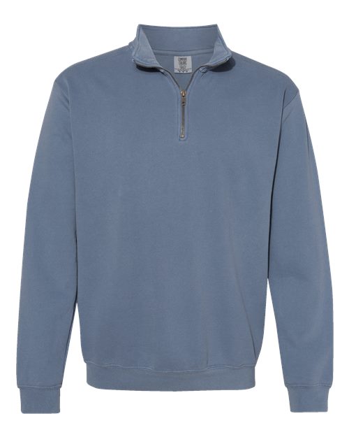Comfort Colors 1580 Unisex Garment-Dyed Quarter-Zip Sweatshirt - Blue Jean - front