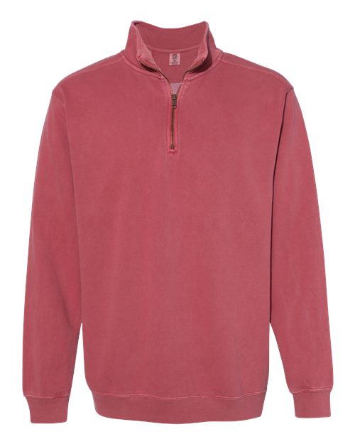 Comfort Colors 1580 Unisex Garment-Dyed Quarter-Zip Sweatshirt - Crimson - front