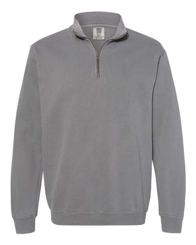 Comfort Colors 1580 Unisex Garment-Dyed Quarter-Zip Sweatshirt - Grey - front