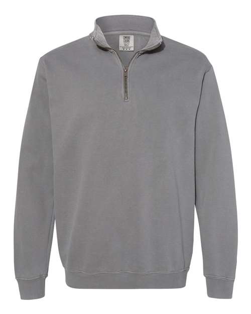 Comfort Colors 1580 Unisex Garment-Dyed Quarter-Zip Sweatshirt - Grey - front