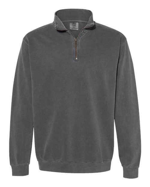 Comfort Colors 1580 Unisex Garment-Dyed Quarter-Zip Sweatshirt - Pepper - front