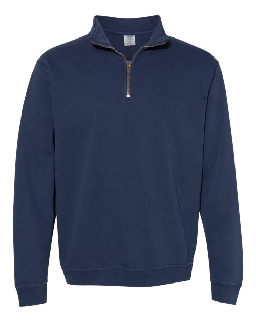 Comfort Colors 1580 Unisex Garment-Dyed Quarter-Zip Sweatshirt - True Navy - front