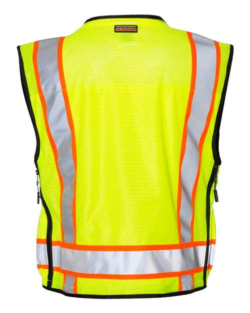 Kishigo S5000-5001 Unisex Professional Surveyors Vest - Lime - back